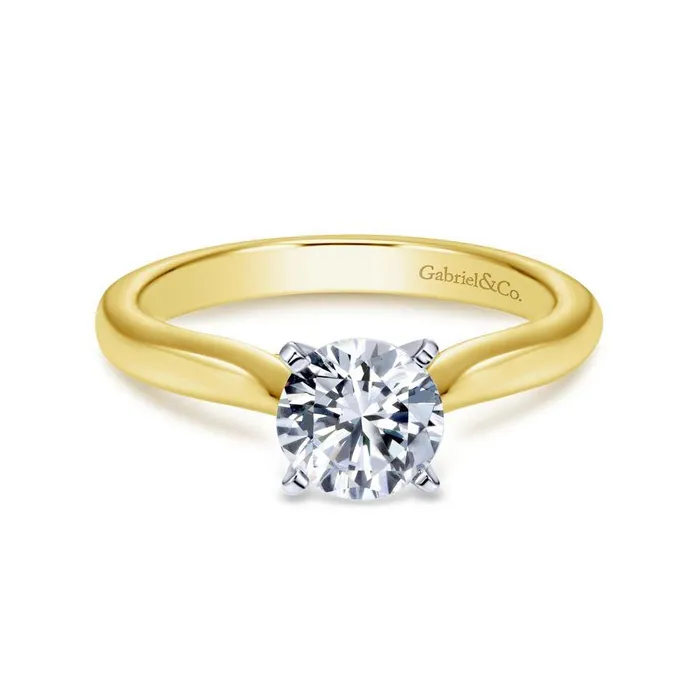 GABRIEL CO 14K WhiteYellow Gold Round Diamond Engagement Ring Rings
