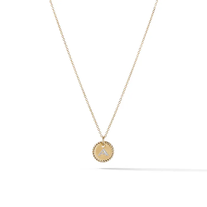 Initial Charm Necklace in 18K Yellow Gold with Diamond A David Yurman Necklaces Initial Charm Necklace in 18K Yellow Gold with Diamond A David Yurman Necklaces