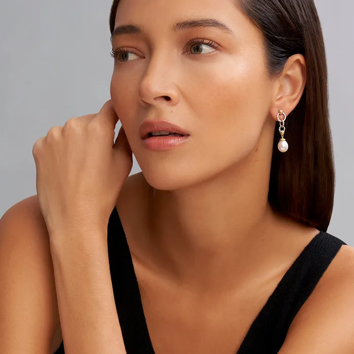 LAGOS Earrings Luna TwoTone Pearl Circle Drop Earrings