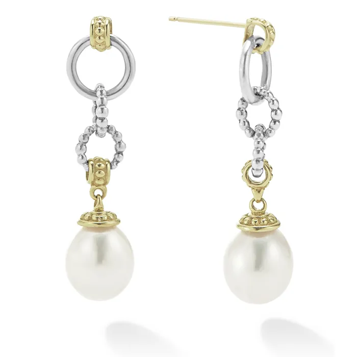 LAGOS Earrings Luna TwoTone Pearl Circle Drop Earrings