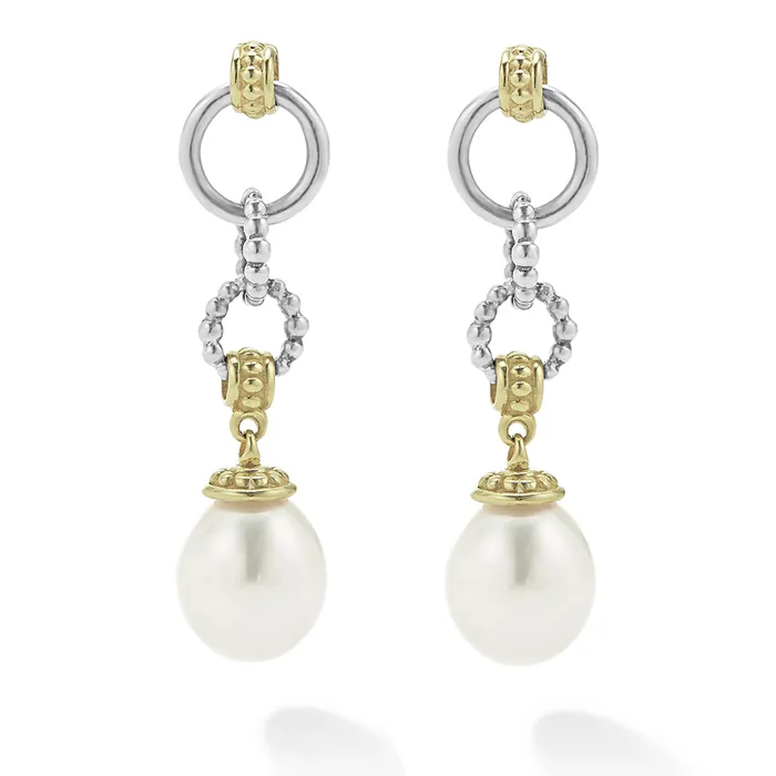 LAGOS Earrings Luna TwoTone Pearl Circle Drop Earrings
