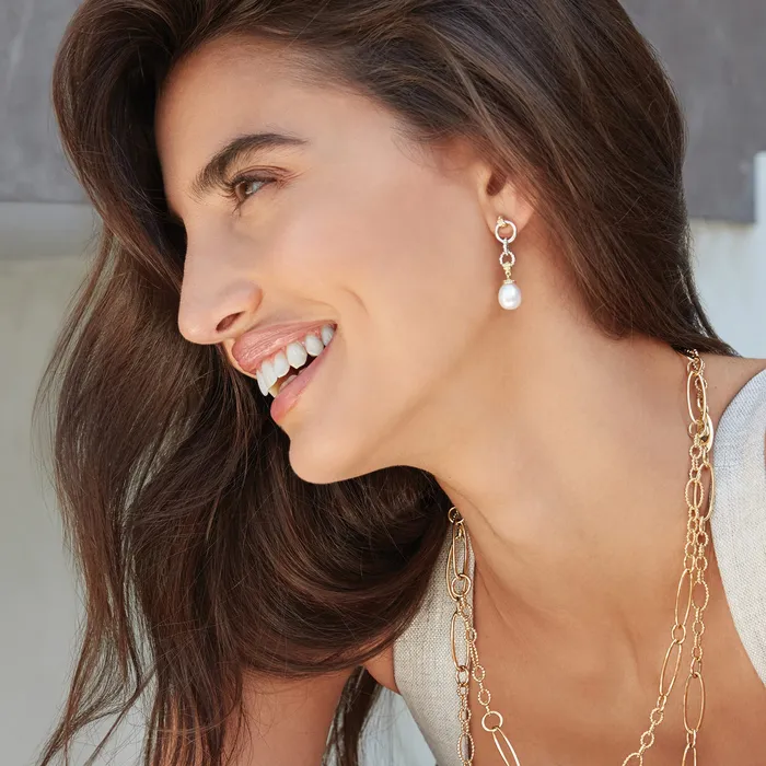 LAGOS Earrings Luna TwoTone Pearl Circle Drop Earrings
