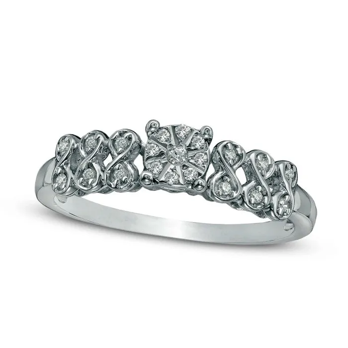 010 CT TW Natural Diamond Infinity Promise Ring in Sterling Silver Goldia Rings