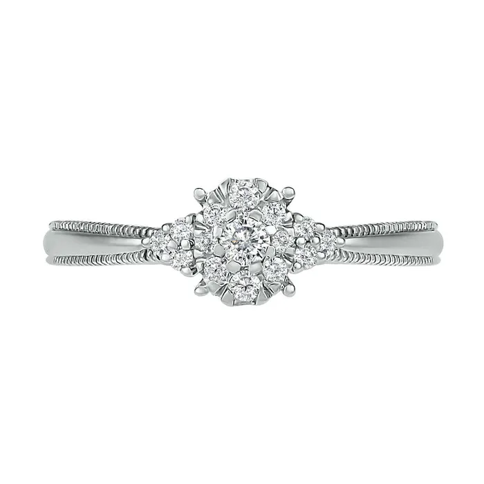 025 CT TW Natural Diamond Antique VintageStyle Scallop Shank Bridal Engagement Ring Set in Sterling Silver Goldia Rings