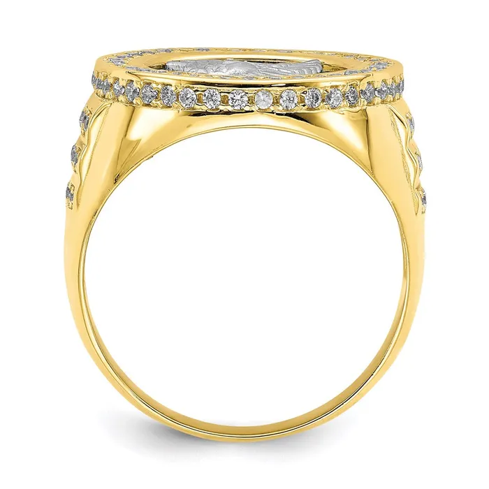 10K TwoTone Gold CZ Micropave Eagle Mens Ring Goldia Rings
