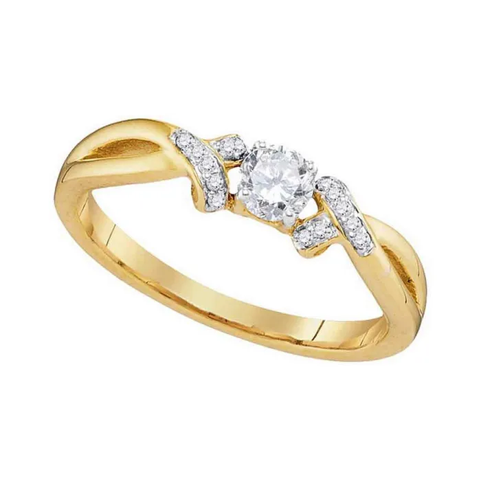 10k Yellow Gold Round Diamond Solitaire Twist Bridal Engagement Ring 13 Cttw gndatlanta Rings
