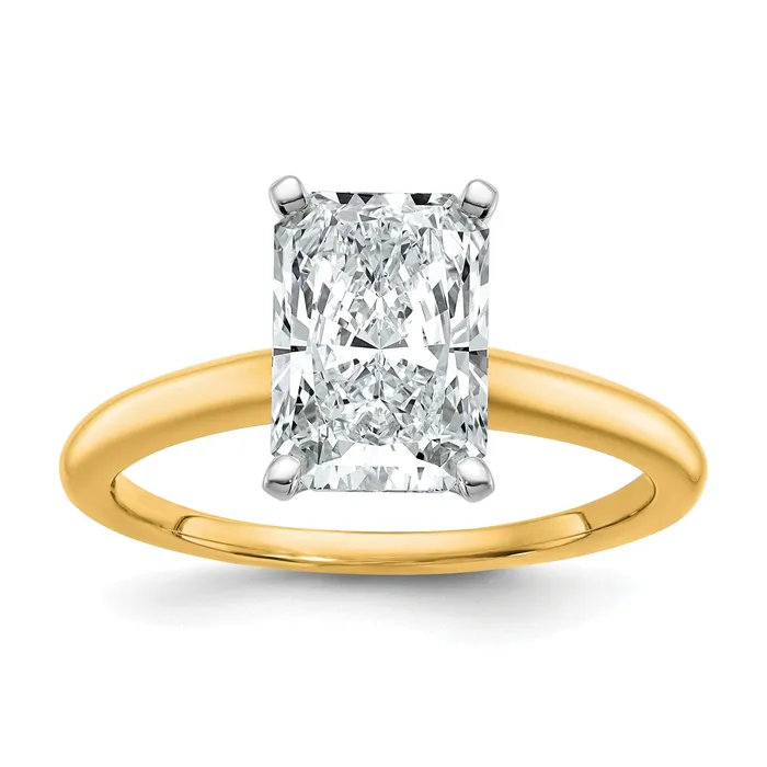 14k Twotone 2 12 Ct Certified Lab Grown Diamond VSSI G Radiant Solitare Engagement Ring Goldia Rings