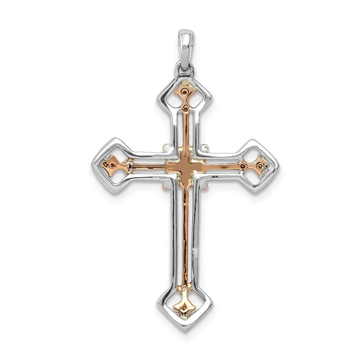 14k TwoTone Gold 38ct Real Diamond Cross Pendant Goldia Rings