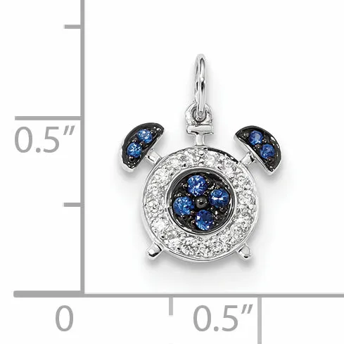 14k White Gold Diamond and Sapphire Alarm Clock Pendant Goldiacom Necklaces
