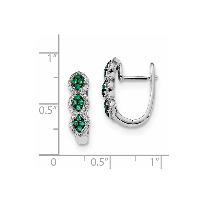 14k White Gold Real Diamond and Emerald Earrings Goldia Earrings