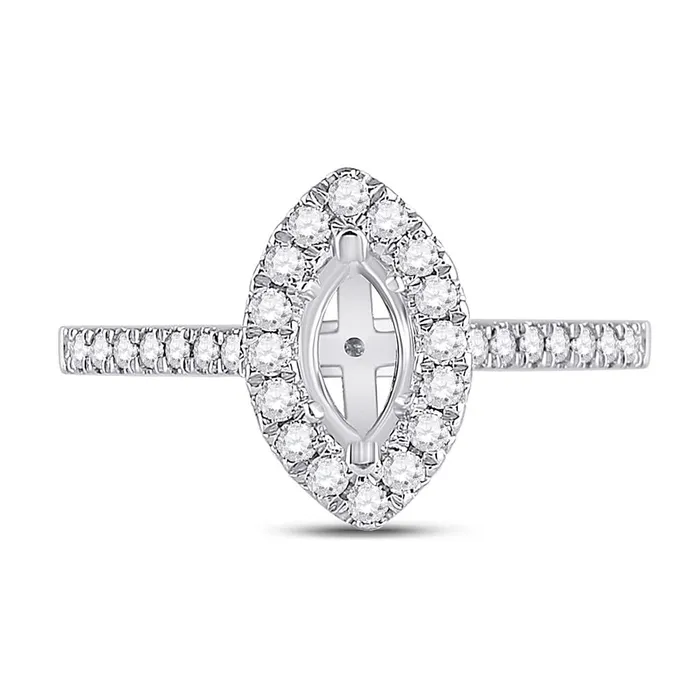 14k White Gold Round Diamond 12 Ct Center Marquise Bridal SemiMount Ring 13 Ctw gndatlanta Rings