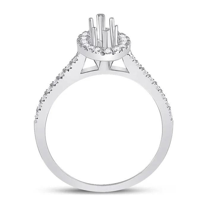 14k White Gold Round Diamond 12 Ct Center Marquise Bridal SemiMount Ring 13 Ctw gndatlanta Rings