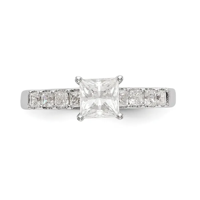 14K White Gold Simulated Diamond Engagement Ring Goldiacom Rings