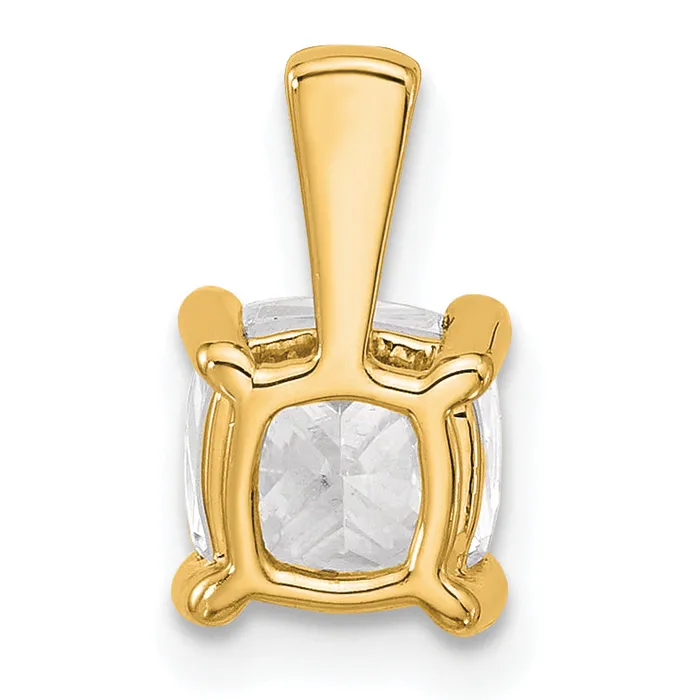 14k Yellow Gold 1 12 Ct Certified Lab Grown Diamond VSSI G Cushion Four Prong Pendant Goldia Necklaces