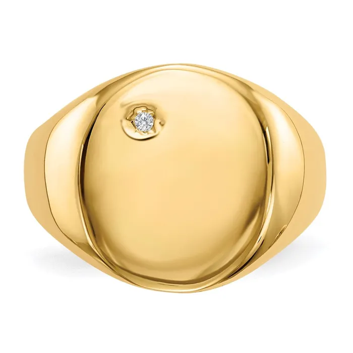 14K Yellow Gold 170x150mm Open Back AA Real Diamond Mens Signet Ring Goldiacom Rings