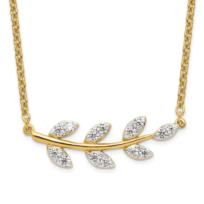 14k Yellow Gold 38 Ct Lab Grown Diamond VSSI G Branch with Leaves 18 inch Necklace Goldia Necklaces 14k Yellow Gold 38 Ct Lab Grown Diamond VSSI G Branch with Leaves 18 inch Necklace Goldia Necklaces