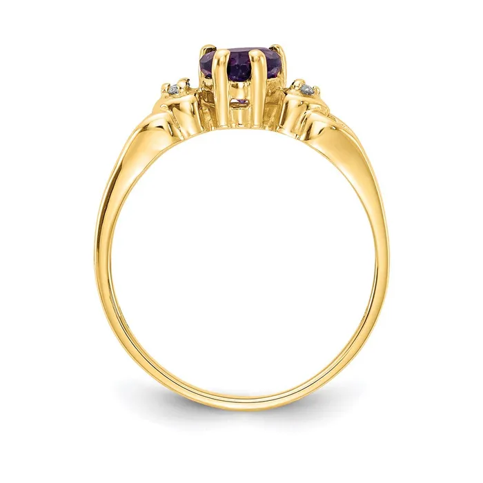 14K Yellow Gold 5mm Heart Amethyst A Real Diamond ring Goldia Rings
