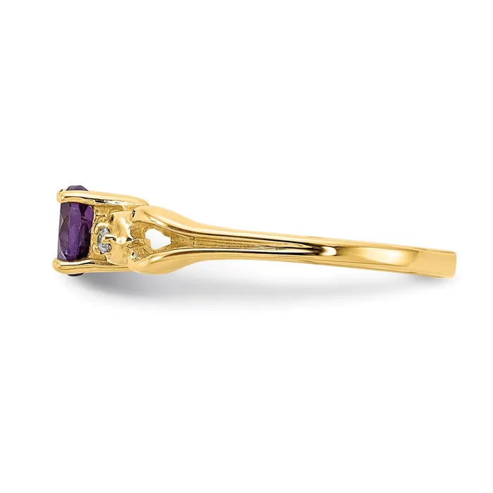 14K Yellow Gold 5mm Heart Amethyst A Real Diamond ring Goldia Rings