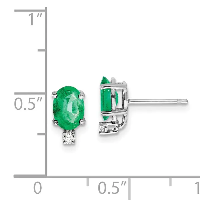 14k Yellow Gold Emerald Real Diamond Post Earrings Goldia Earrings