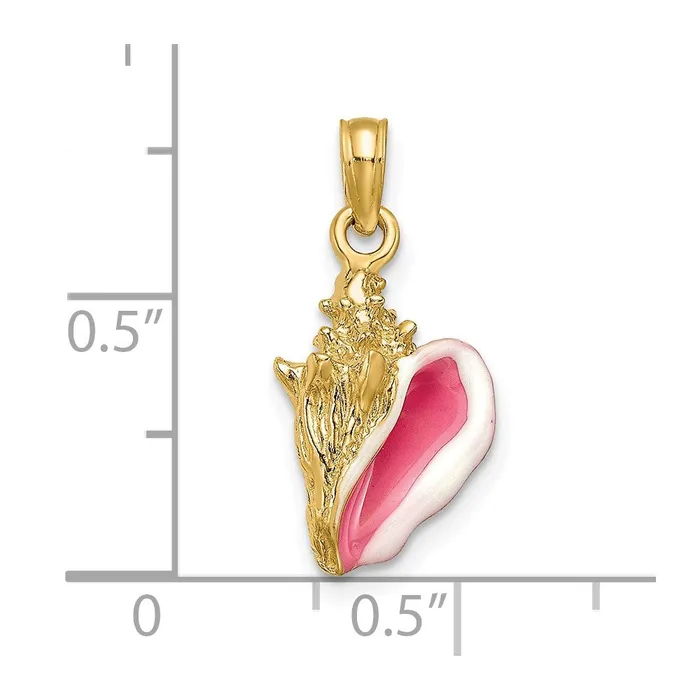 14k Yellow Gold Enameled 3D Conch Shell Pendant Goldia PreStyled Sets