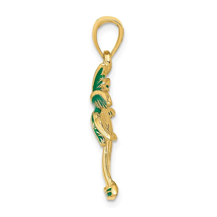 14k Yellow Gold Enameled Palm Tree Pendant Goldia Necklaces