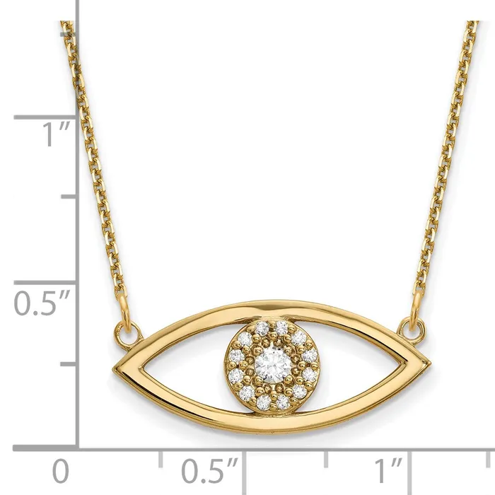 14K Yellow Gold Medium Necklace Real Diamond Evil Eye Goldia Necklaces