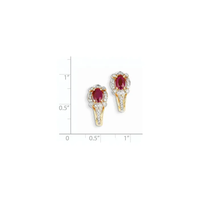 14k Yellow Gold Real Diamond u0026 Ruby Earrings Goldia Earrings