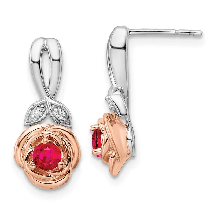14k Yellow Gold Twotone White u0026 Rose Ruby and Real Diamond Flower Post Earrings Goldia Earrings 14k Yellow Gold Twotone White u0026 Rose Ruby and Real Diamond Flower Post Earrings Goldia Earrings