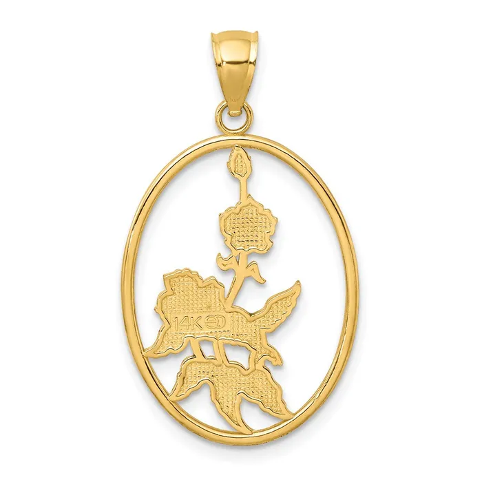 Charm Necklaces 14k Yellow Gold w Enamel Hummingbird and Flowers In Oval Frame Charm Goldia