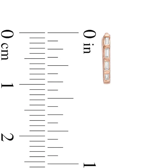 Earrings 01 CT TW Baguette Diamond Hoop Earrings in 10K Rose Gold Goldia