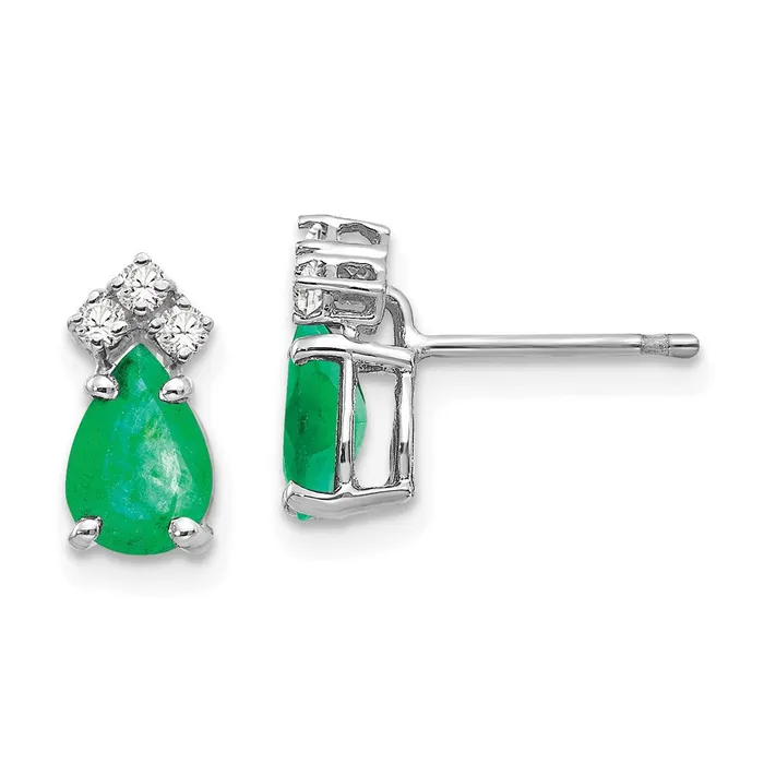 Earrings 14k White Gold 7x5mm Pear Emerald VS Real Diamond Earrings Goldia Earrings 14k White Gold 7x5mm Pear Emerald VS Real Diamond Earrings Goldia