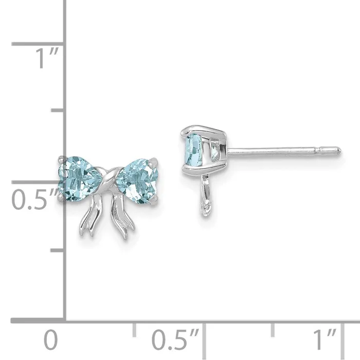 Earrings 14k White Gold Polished Aquamarine Bow Post Earrings Goldia