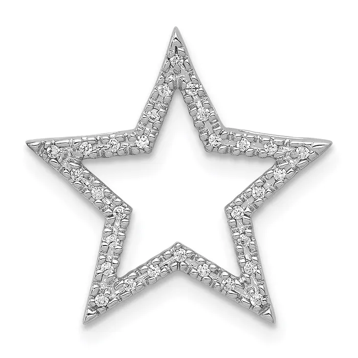 Earrings 14k White Gold Real Diamond Star Chain Slide Goldia