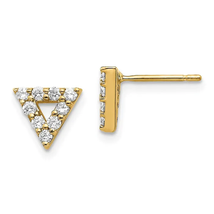 Earrings 14k Yellow Gold Real Diamond Triangle Open Earrings Goldia