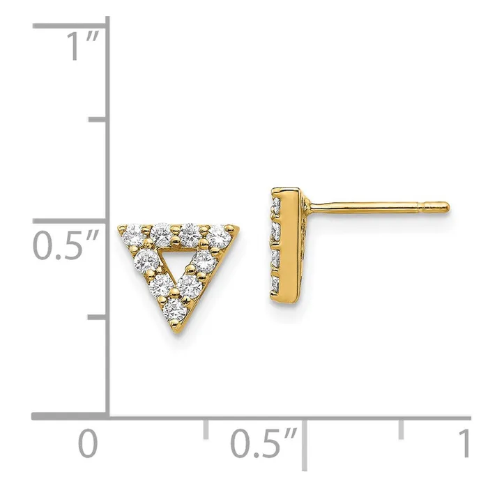 Earrings 14k Yellow Gold Real Diamond Triangle Open Earrings Goldia