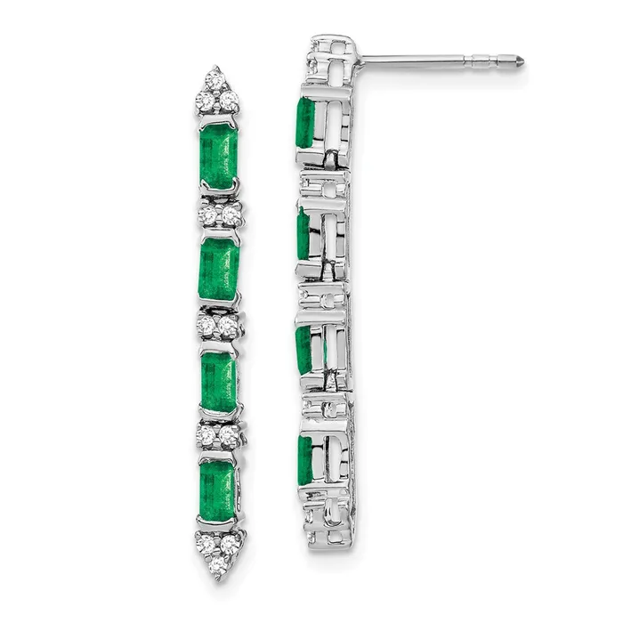 Earrings Goldia 14k White Gold Emerald and Real Diamond 4stone Dangle Earrings Earrings Goldia 14k White Gold Emerald and Real Diamond 4stone Dangle Earrings