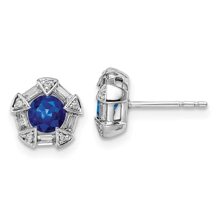 Earrings Goldia 14k White Gold Sapphire and Real Diamond Post Earrings