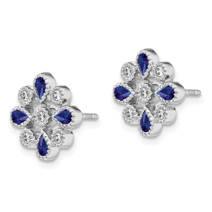 Earrings Goldia 14k White Gold Sapphire and Real Diamond Post Earrings