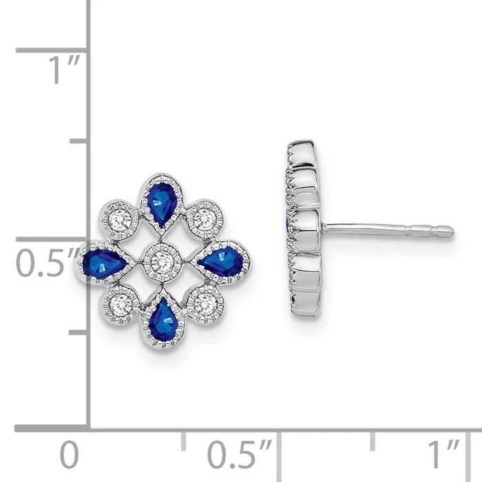 Earrings Goldia 14k White Gold Sapphire and Real Diamond Post Earrings