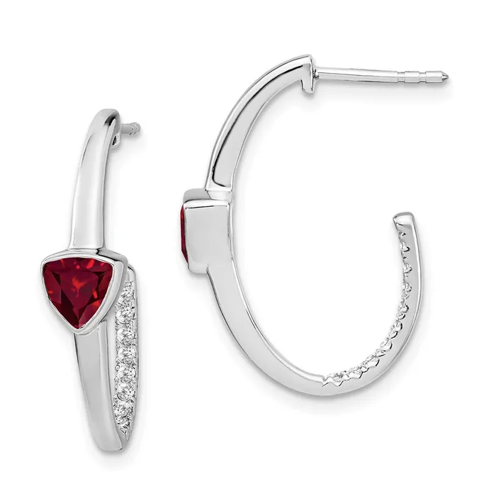 Earrings Goldia 14k White Gold Trillion Created Ruby and Real Diamond Jhoop Earrings Earrings Goldia 14k White Gold Trillion Created Ruby and Real Diamond Jhoop Earrings