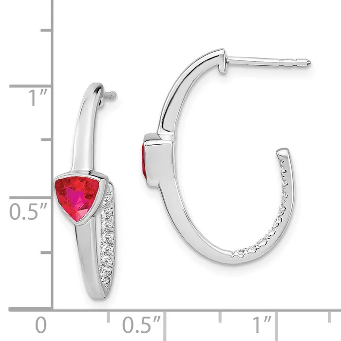 Earrings Goldia 14k White Gold Trillion Created Ruby and Real Diamond Jhoop Earrings