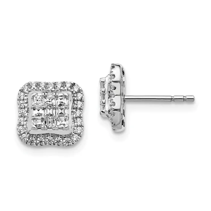 Earrings Goldia Solid 14k White Gold Simulated CZ Square Cluster Post Earrings Earrings Goldia Solid 14k White Gold Simulated CZ Square Cluster Post Earrings