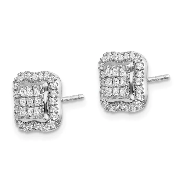 Earrings Goldia Solid 14k White Gold Simulated CZ Square Cluster Post Earrings Earrings Goldia Solid 14k White Gold Simulated CZ Square Cluster Post Earrings