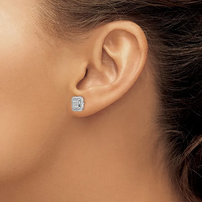 Earrings Goldia Solid 14k White Gold Simulated CZ Square Cluster Post Earrings Earrings Goldia Solid 14k White Gold Simulated CZ Square Cluster Post Earrings