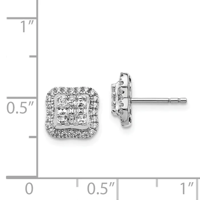 Earrings Goldia Solid 14k White Gold Simulated CZ Square Cluster Post Earrings Earrings Goldia Solid 14k White Gold Simulated CZ Square Cluster Post Earrings