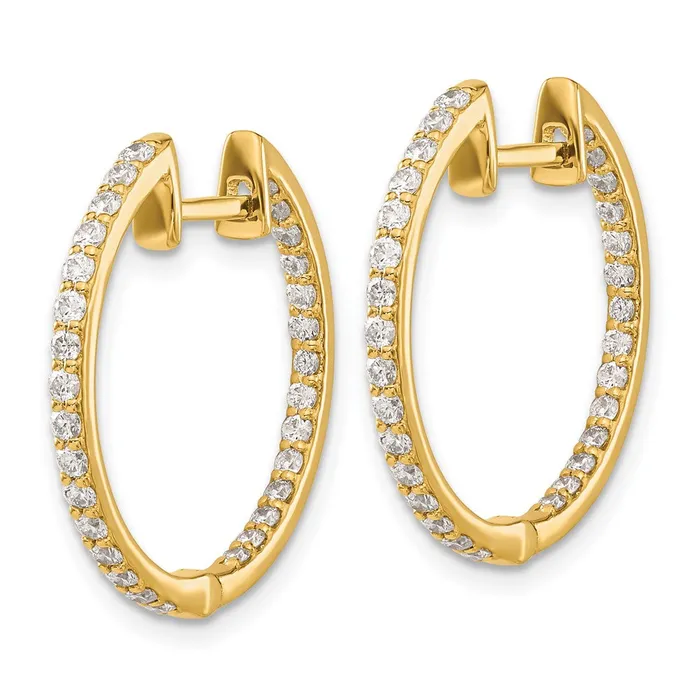Earrings Goldia Solid 14k Yellow Gold Simulated CZ InOut Hinged Hoop Earrings
