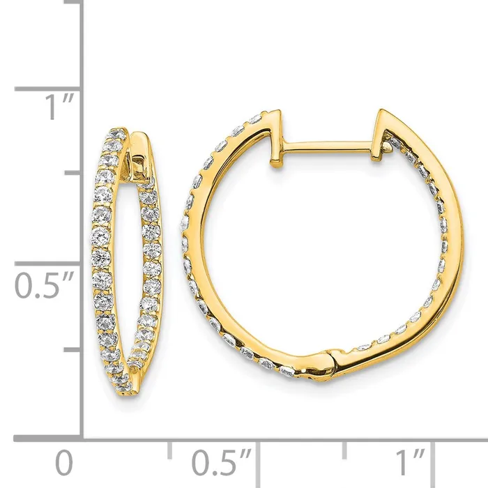 Earrings Goldia Solid 14k Yellow Gold Simulated CZ InOut Hinged Hoop Earrings