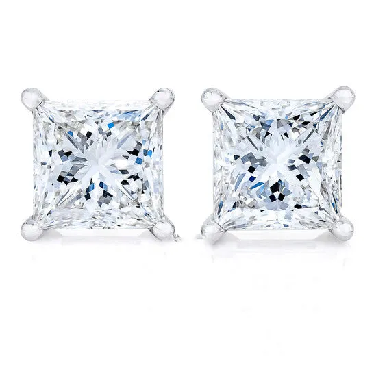 Earrings JMS always Original AGS Certified 18K White Gold 10 Cttw 4Prong Set PrincessCut Solitaire Diamond Screw Back Stud Earrings EF Color SI2I1 Clarity
