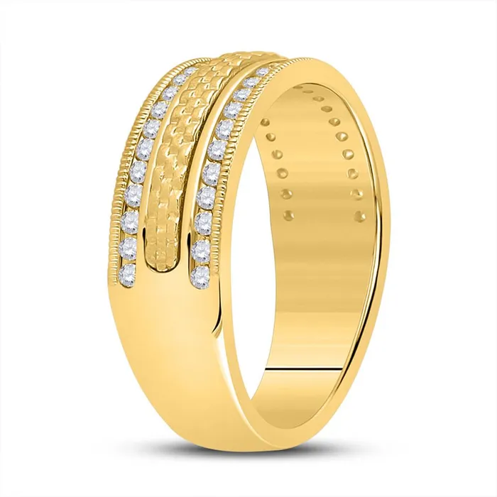 gndatlanta 14k Yellow Gold Round Diamond Wedding Band Ring 12 Cttw Rings