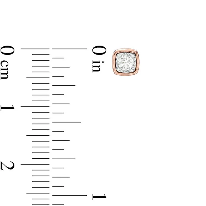 Goldia 017 CT TW Diamond Solitaire CushionShaped Stud Earrings in 10K Rose Gold Earrings